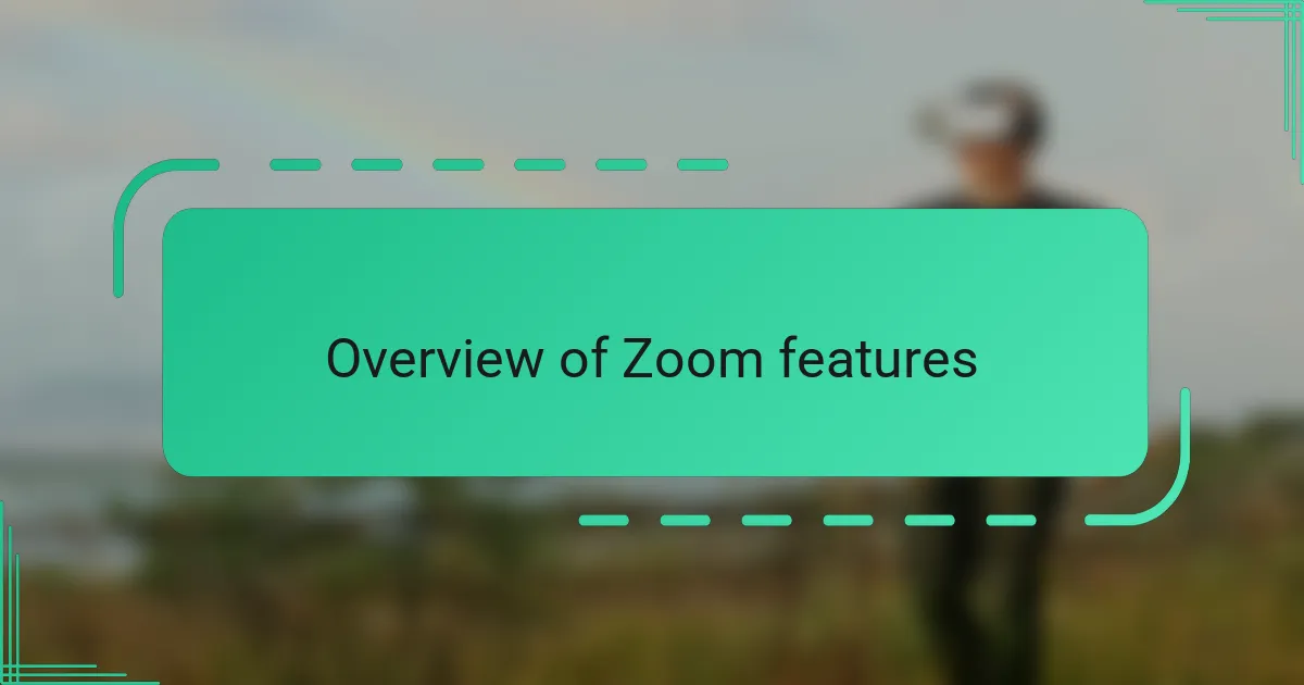 Overview of Zoom features