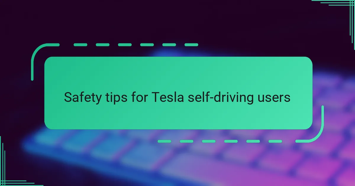 Safety tips for Tesla self-driving users
