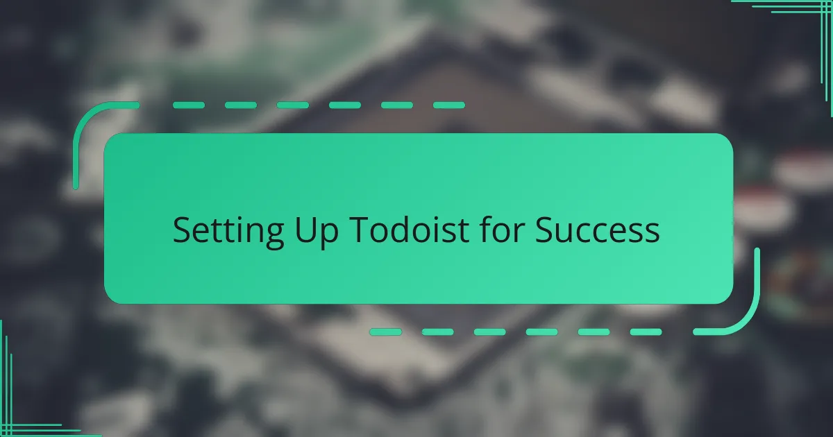 Setting Up Todoist for Success