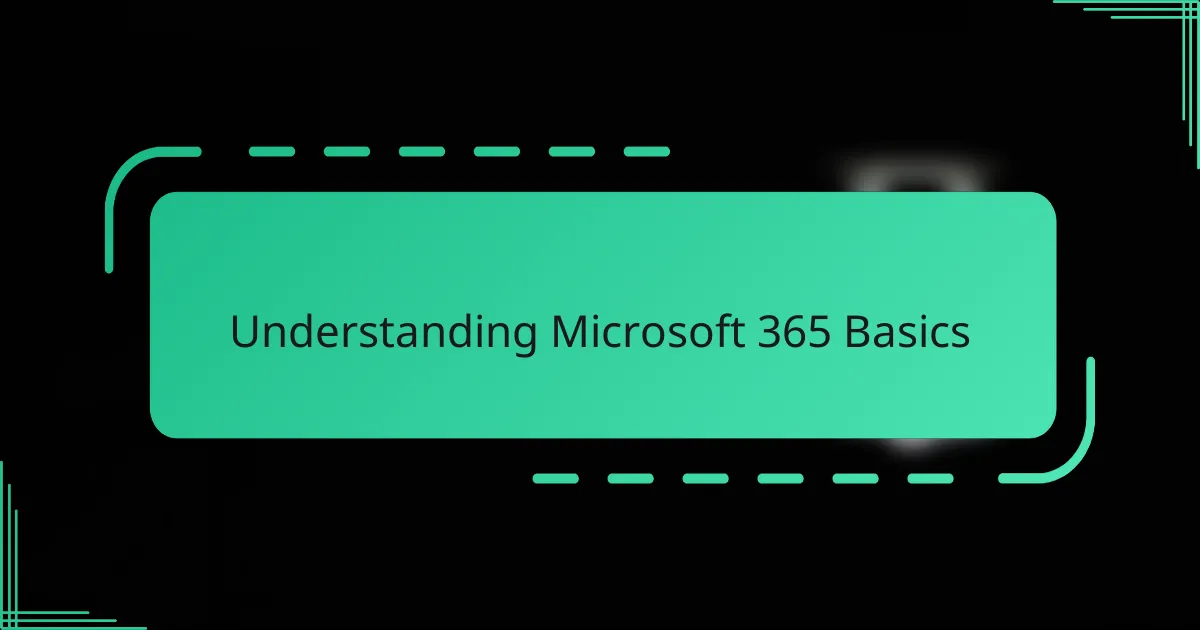 Understanding Microsoft 365 Basics